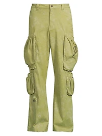 Stretch-Cotton Twill Wide-Leg Cargo Pants