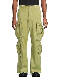 Stretch-Cotton Twill Wide-Leg Cargo Pants
