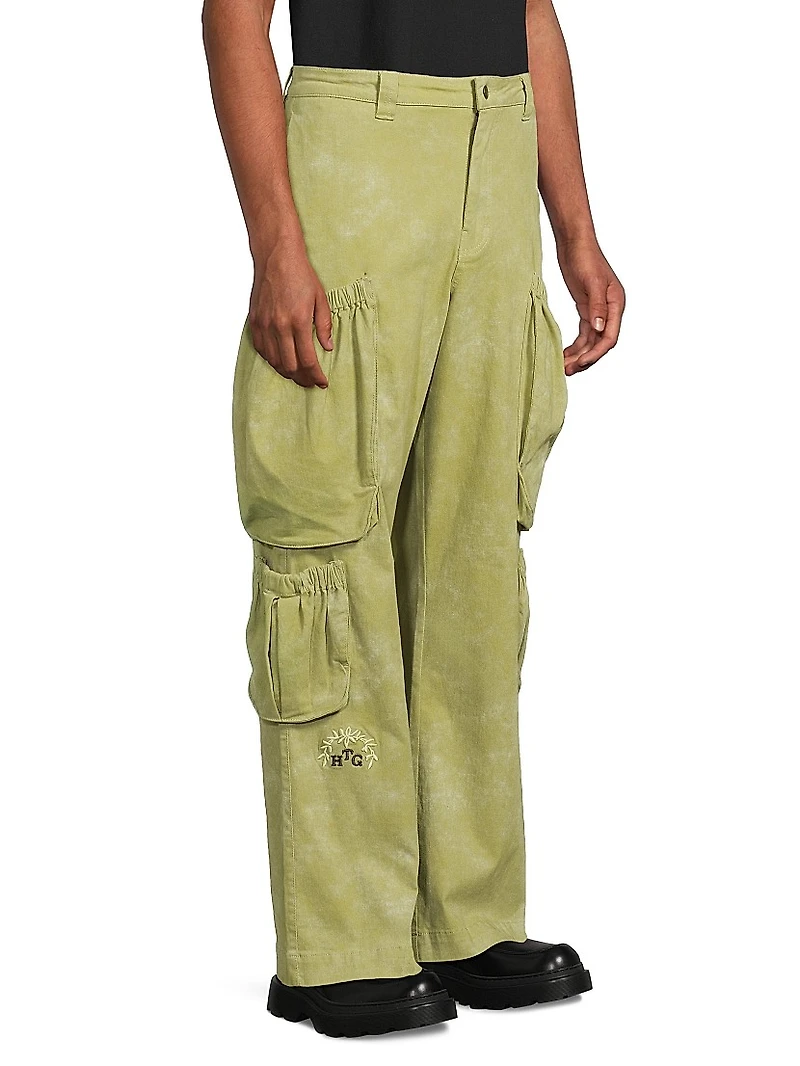 Stretch-Cotton Twill Wide-Leg Cargo Pants