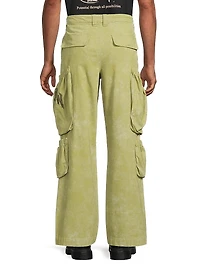 Stretch-Cotton Twill Wide-Leg Cargo Pants