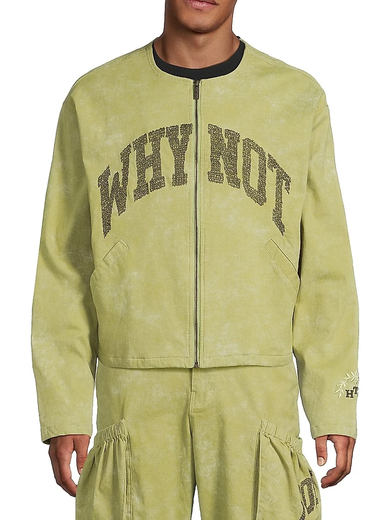 Graphic Washed Stretch-Cotton Twill Jacket