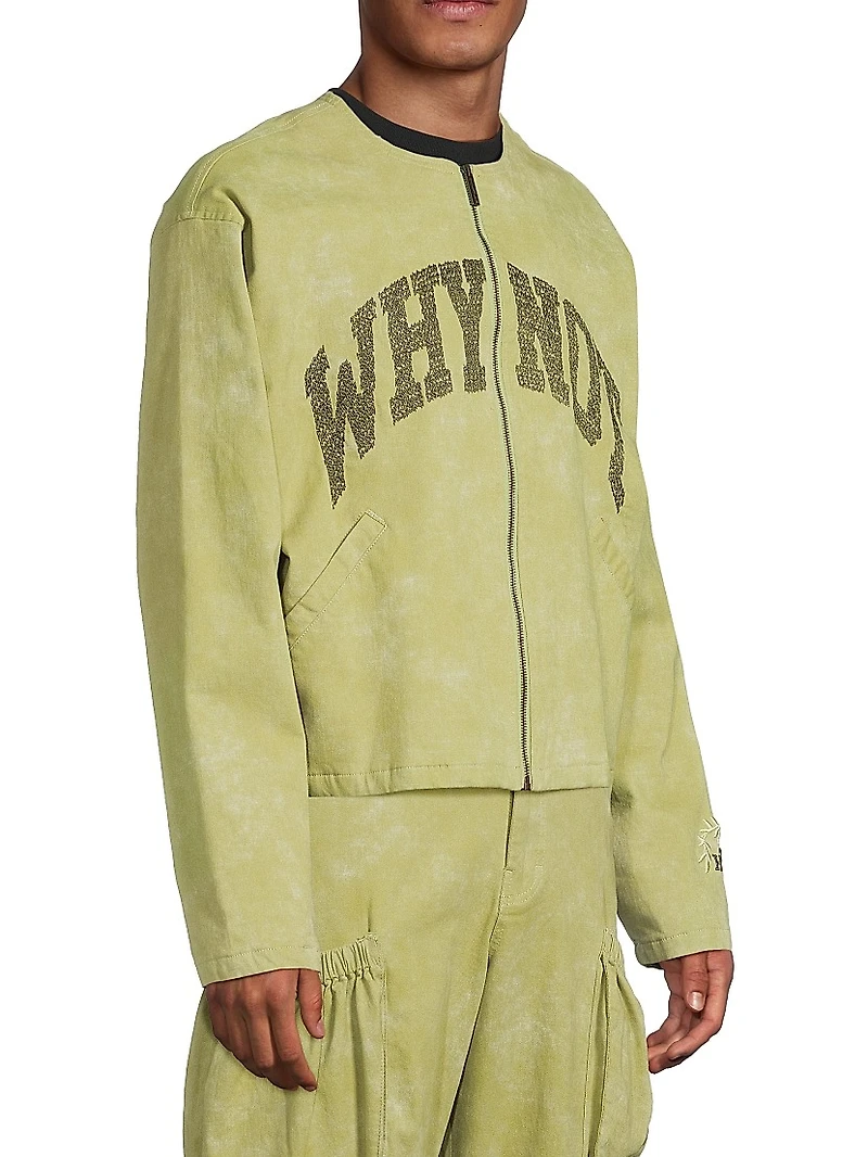 Graphic Washed Stretch-Cotton Twill Jacket