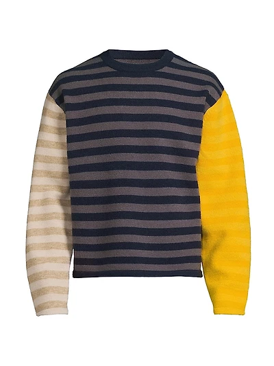 Multi-Striped Crewneck Sweater