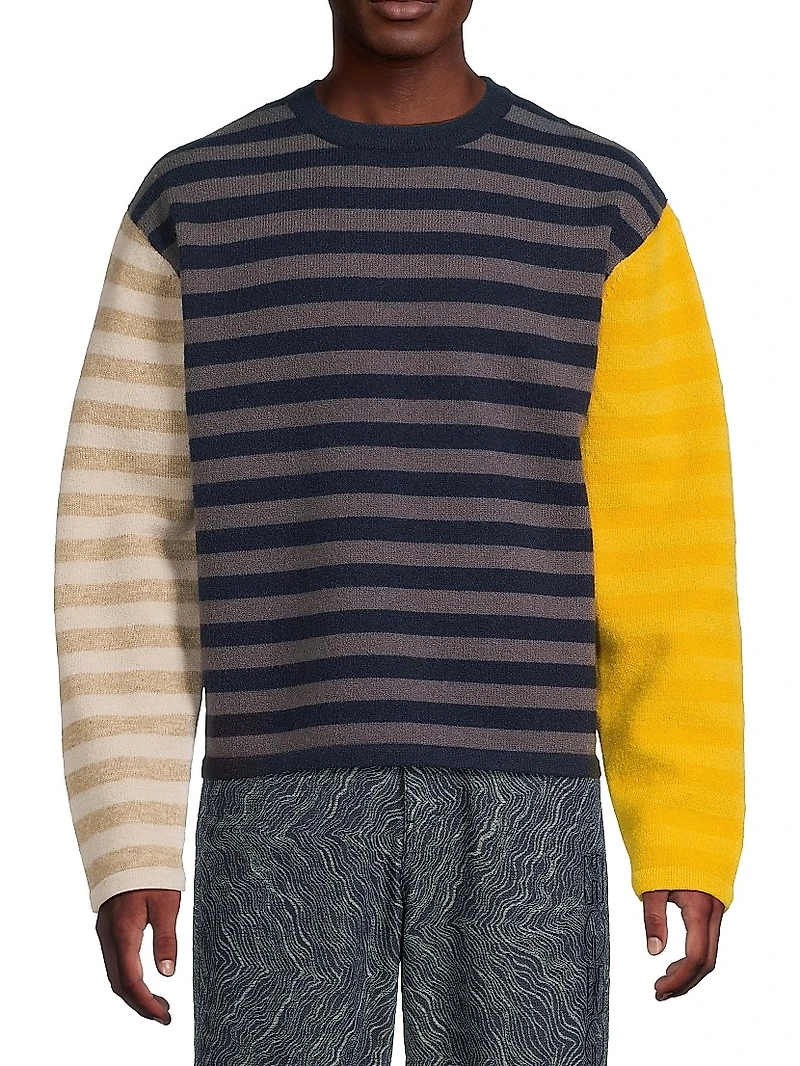 Multi-Striped Crewneck Sweater
