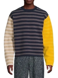 Multi-Striped Crewneck Sweater