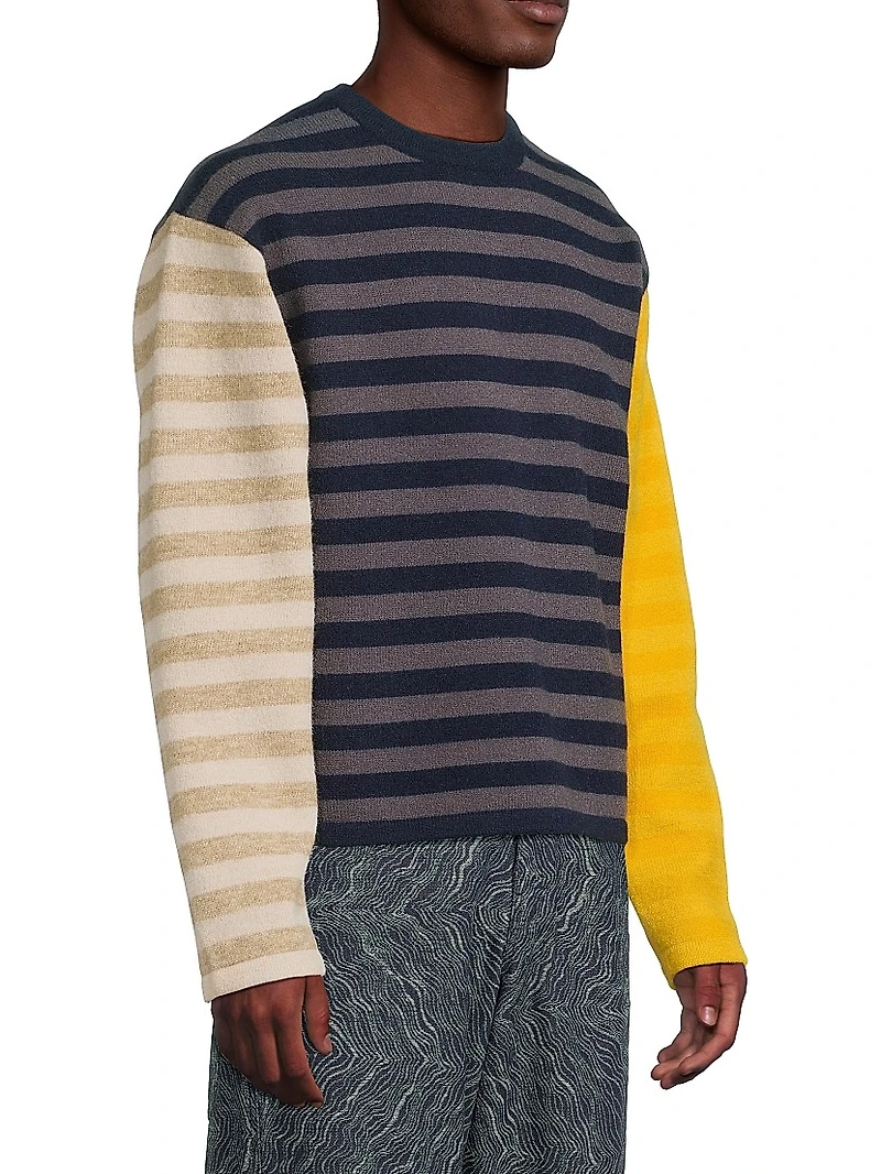 Multi-Striped Crewneck Sweater