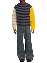 Multi-Striped Crewneck Sweater