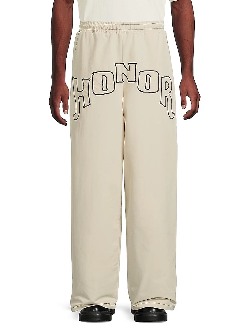 Stretch-Cotton Wide-Leg Track Pants