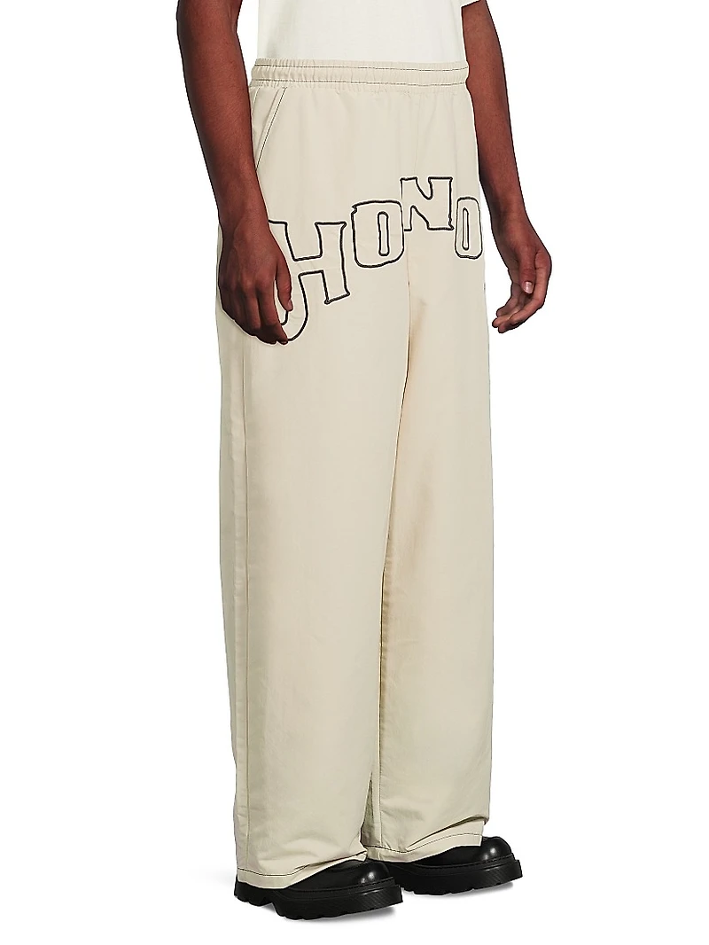Stretch-Cotton Wide-Leg Track Pants