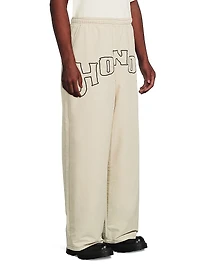 Stretch-Cotton Wide-Leg Track Pants