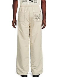 Stretch-Cotton Wide-Leg Track Pants