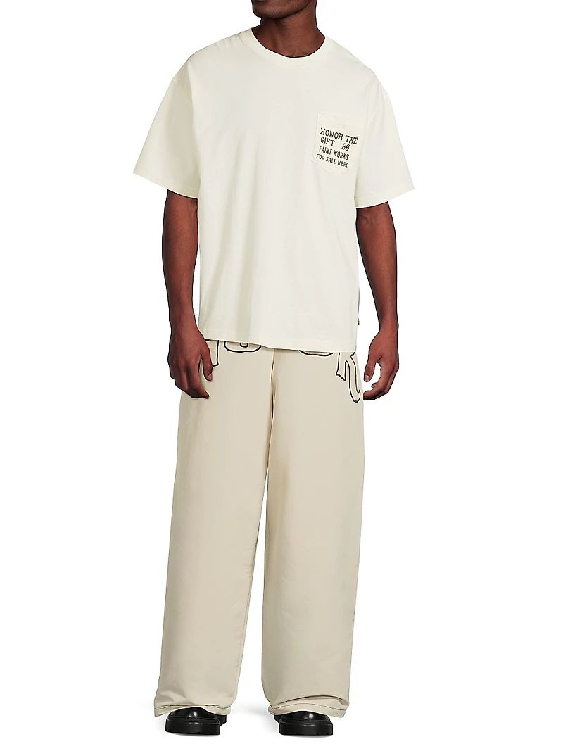 Stretch-Cotton Wide-Leg Track Pants
