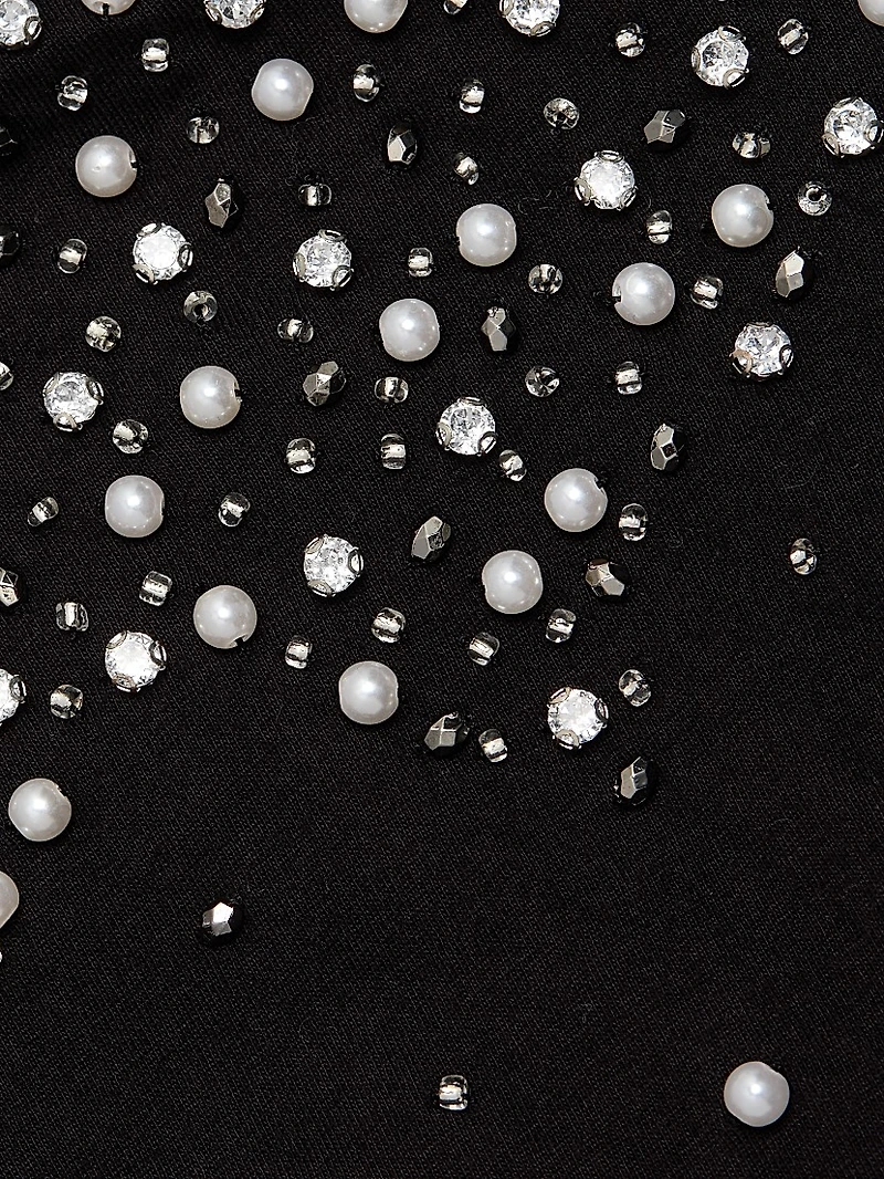 Amelia Faux-Pearl-Embellished Stretch-Cotton T-Shirt