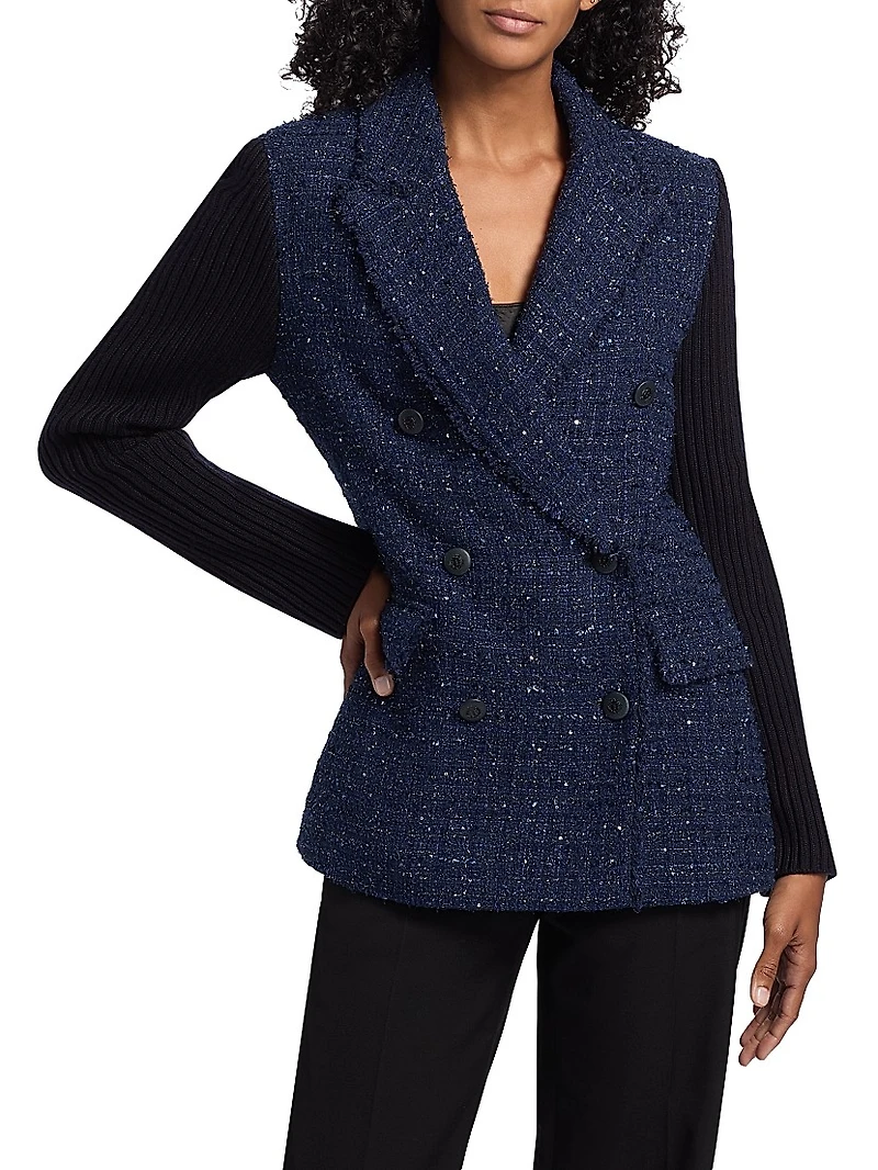 Elsa Embellished Double-Breasted Blazer