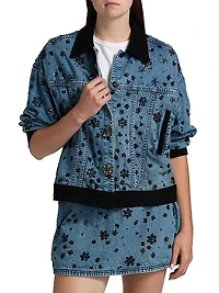 Robin Floral-Sequined Denim Jacket