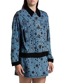 Robin Floral-Sequined Denim Jacket