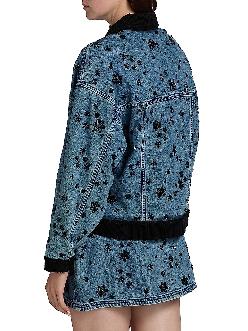 Robin Floral-Sequined Denim Jacket