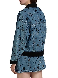 Robin Floral-Sequined Denim Jacket