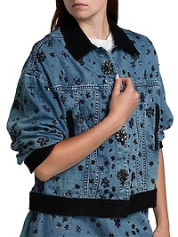 Robin Floral-Sequined Denim Jacket