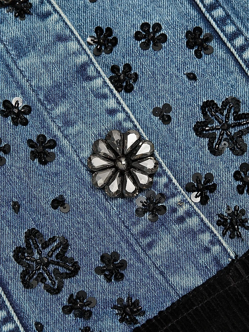 Robin Floral-Sequined Denim Jacket
