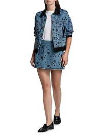 Sally Sequined Floral Denim Miniskirt
