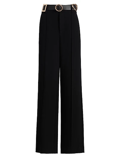 Ester Belted Pleat-Front Pants