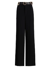Ester Belted Pleat-Front Pants