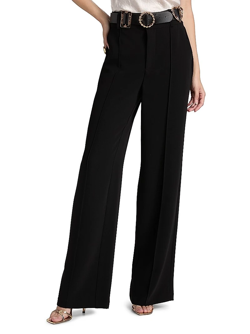 Ester Belted Pleat-Front Pants