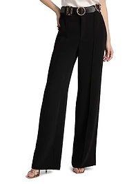 Ester Belted Pleat-Front Pants