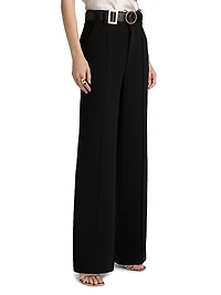 Ester Belted Pleat-Front Pants