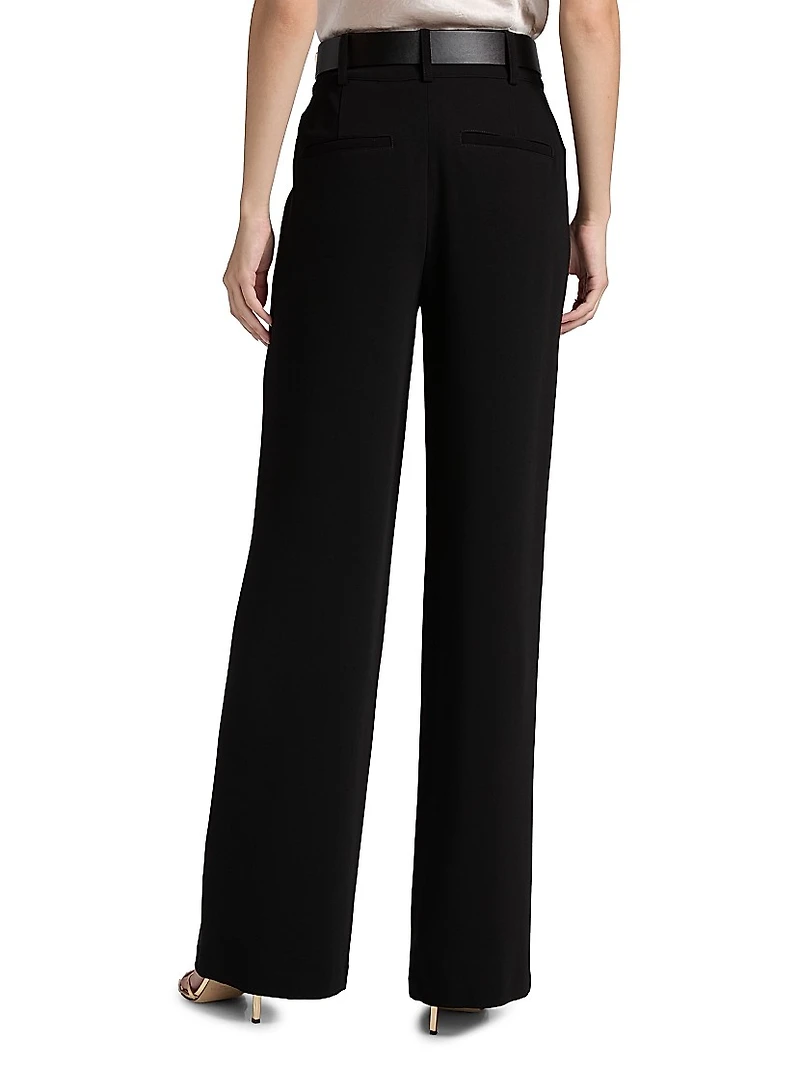 Ester Belted Pleat-Front Pants