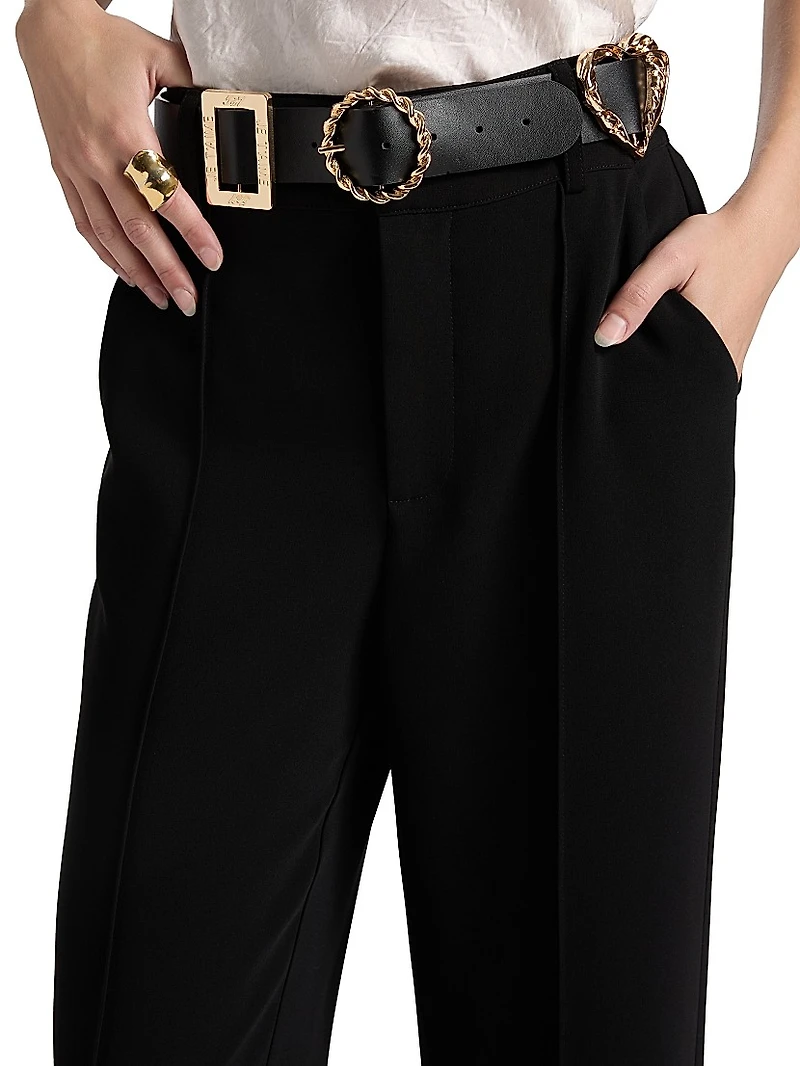 Ester Belted Pleat-Front Pants