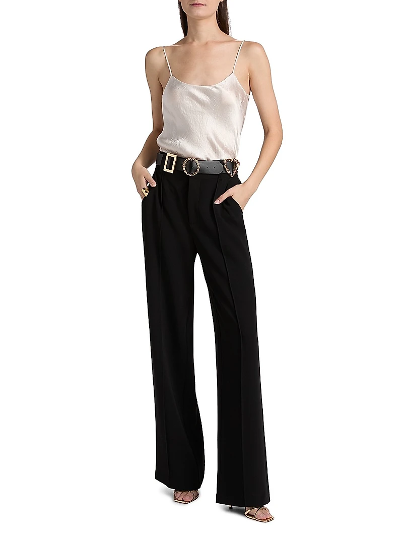 Ester Belted Pleat-Front Pants