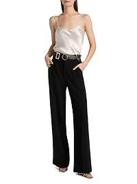 Ester Belted Pleat-Front Pants