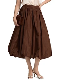 Cellah Taffeta Bubble-Hem Midi-Skirt