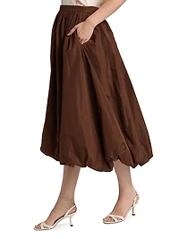 Cellah Taffeta Bubble-Hem Midi-Skirt