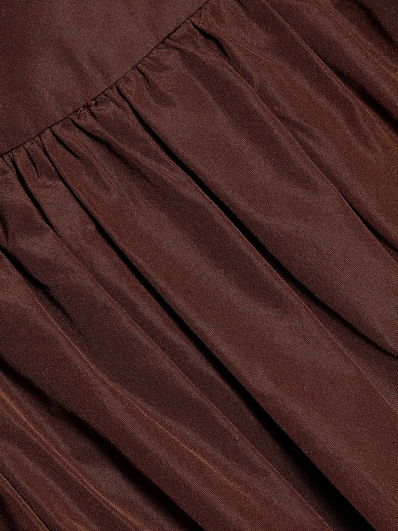Cellah Taffeta Bubble-Hem Midi-Skirt