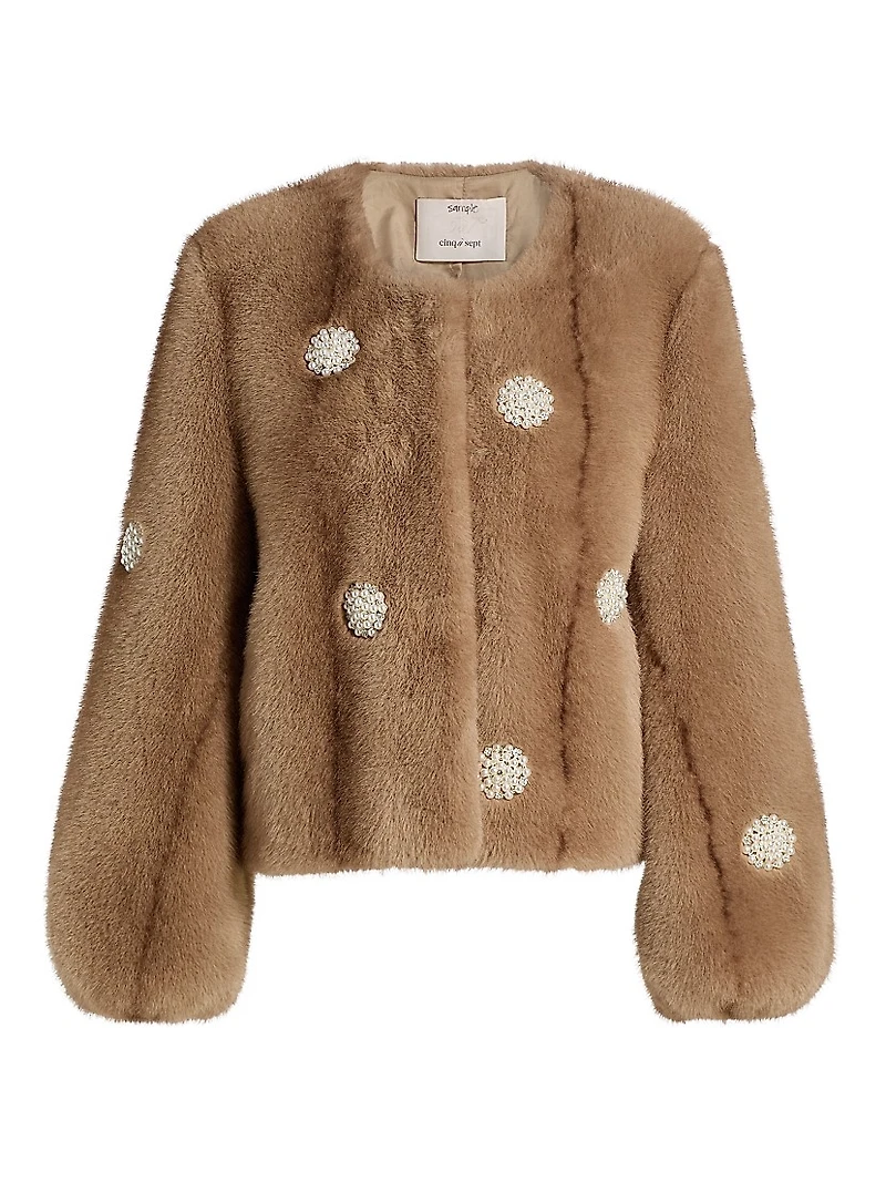 Benson Embellished Faux-Fur Coat