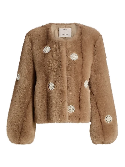 Benson Embellished Faux-Fur Coat