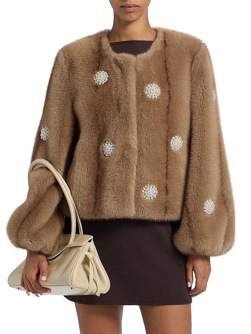 Benson Embellished Faux-Fur Coat