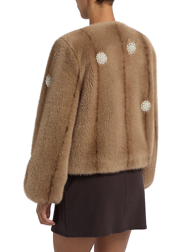Benson Embellished Faux-Fur Coat