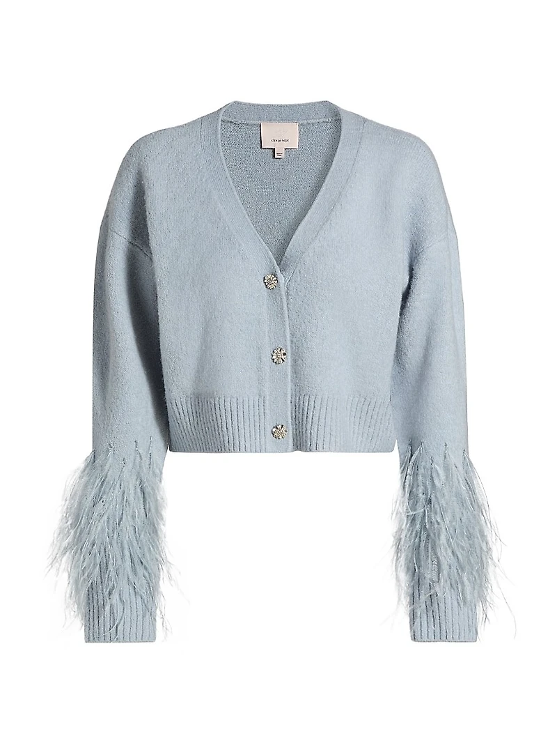 Bria Feather V-Neck Cardigan