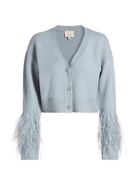 Bria Feather V-Neck Cardigan