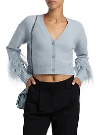 Bria Feather V-Neck Cardigan
