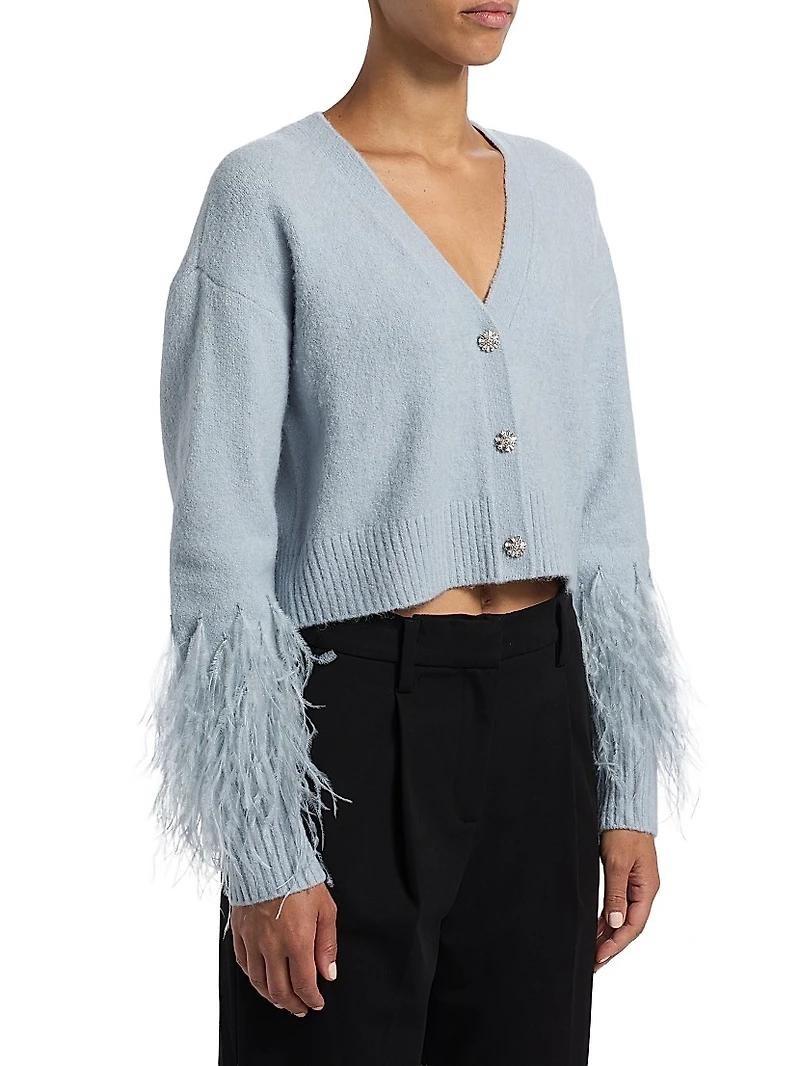 Bria Feather V-Neck Cardigan