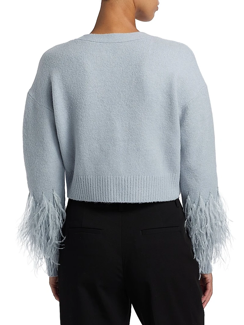 Bria Feather V-Neck Cardigan
