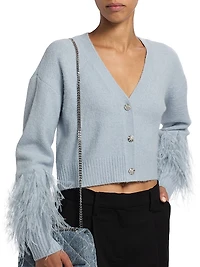 Bria Feather V-Neck Cardigan