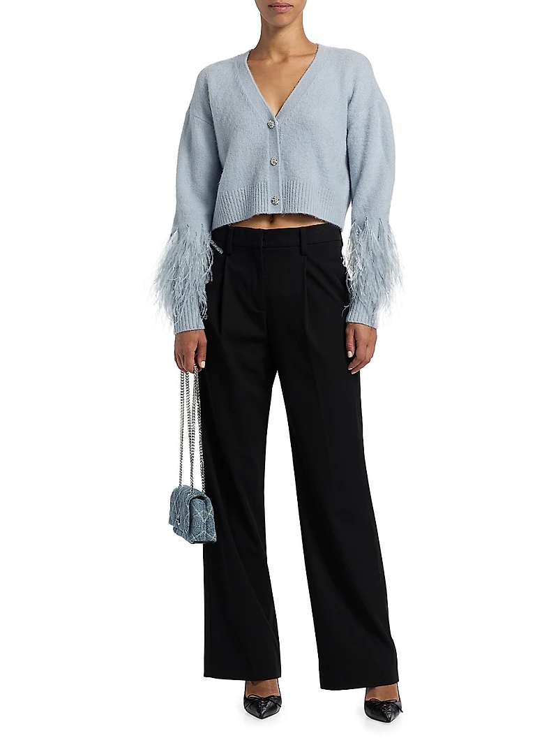 Bria Feather V-Neck Cardigan