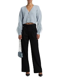 Bria Feather V-Neck Cardigan