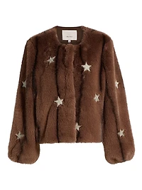Benson Embellished Faux-Mink Coat